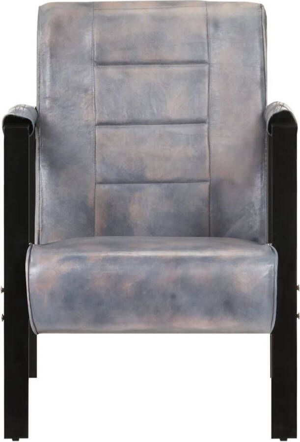 VIDAXL Fauteuil 60x80x87 cm echt geitenleer grijs - Foto 2