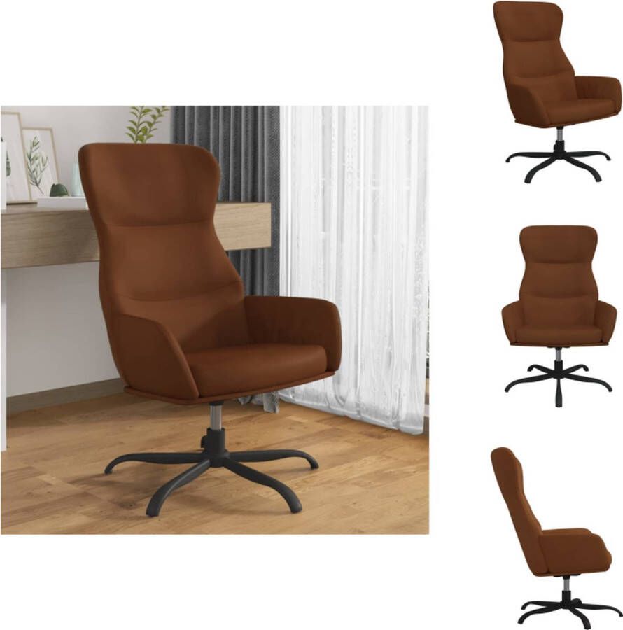 VidaXL Fauteuil Bruin Kunstsuède Dik gevoerd 70 x 77 x 94 cm 360° draaibaar Fauteuil