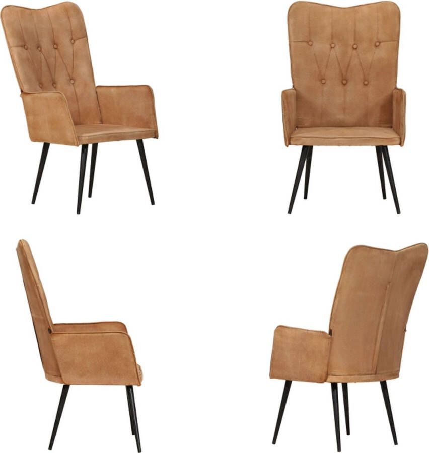 VidaXL Fauteuil canvas bruin Fauteuil Fauteuils Armstoel Zetel