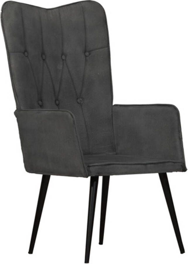 VidaXL Armstoel Canvas Zwart 55 x 41 x 97 Hoogwaardig materiaal Fauteuil - Foto 2