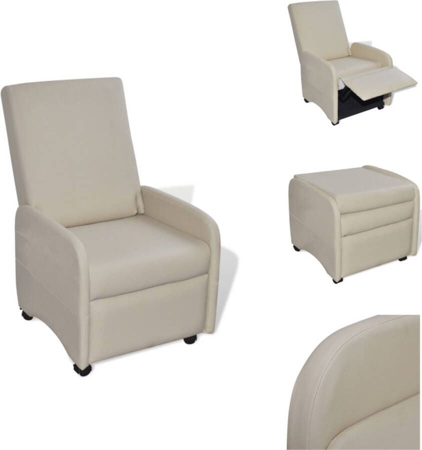 VidaXL Fauteuil Comfortabel Kunstleer Verstelbaar Wieltjes Crème 65 x 83 x 101 cm Fauteuil - Foto 2