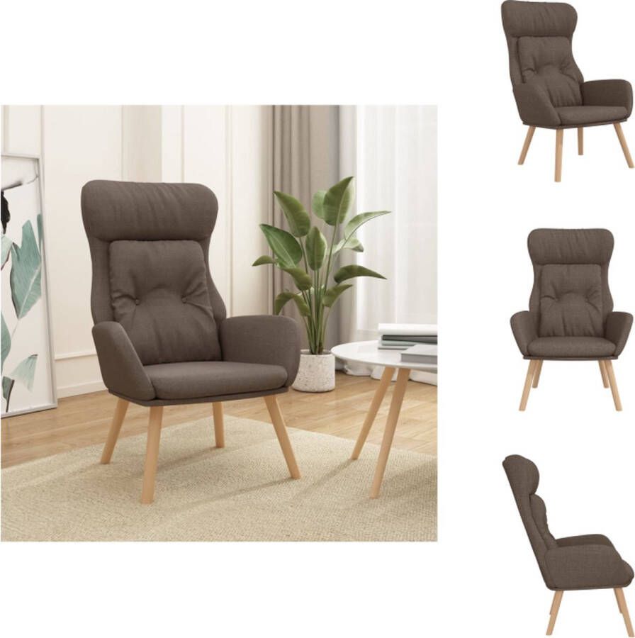 VidaXL Fauteuil Comfortabele dik gevoerde relaxstoel Taupe 70 x 77 x 94 cm (B x D x H) Fauteuil