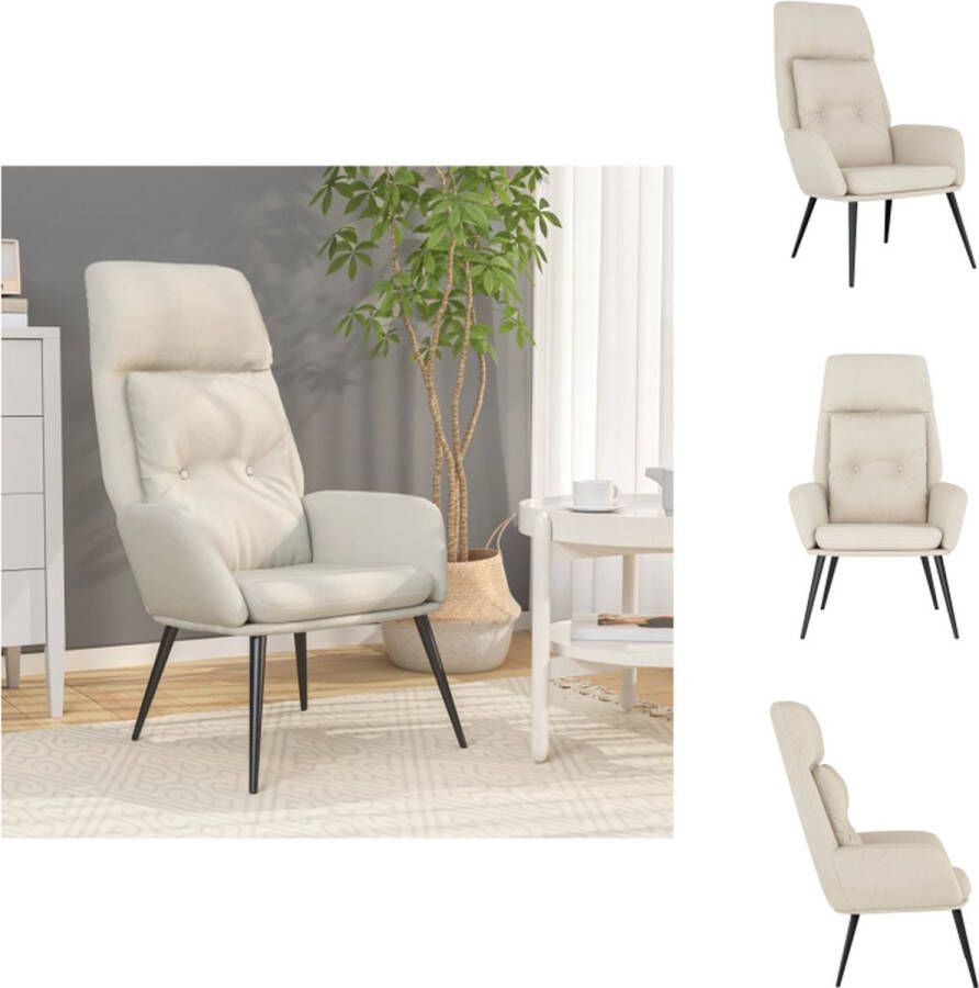 VidaXL Fauteuil Comfortabele Metalen Relaxstoel Crème 70 x 77 x 94 cm kunstsuède Fauteuil