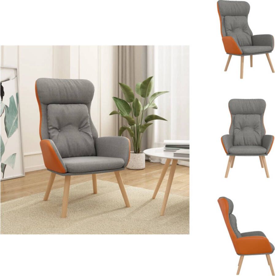 VidaXL Relaxstoel Relaxstoelen Fauteuil Relaxfauteuil Relaxstoel stof en PVC lichtgrijs