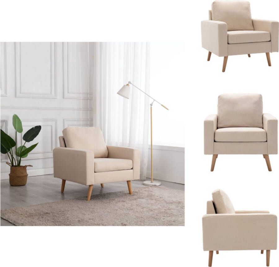 VidaXL Fauteuil Fauteuils Stoffen Stoel Stoffen Stoelen Fauteuil stof crème - Foto 2