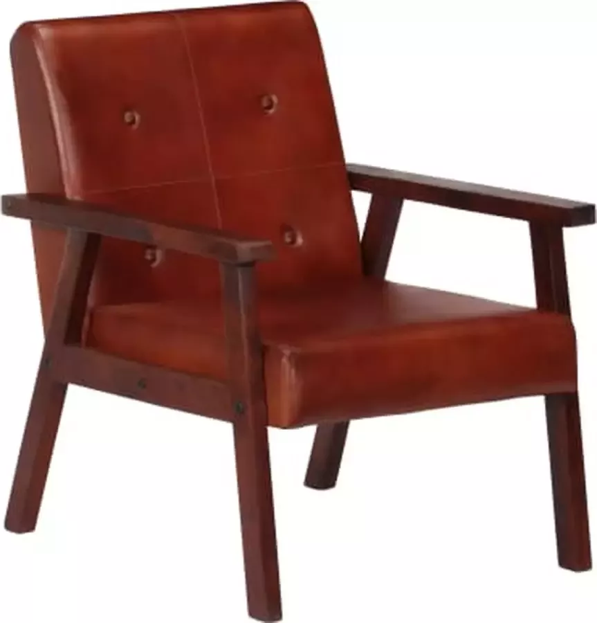 VIDAXL Fauteuil echt leer bruin - Foto 3