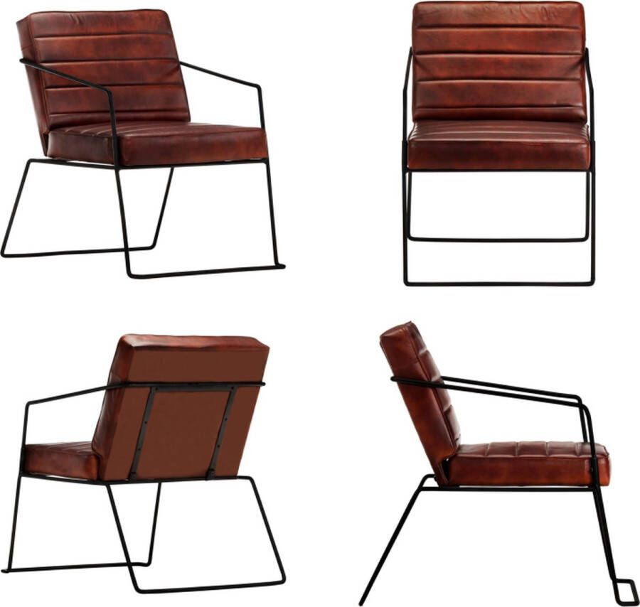 VidaXL Fauteuil echt leer donkerbruin Fauteuils Stoel Stoelen