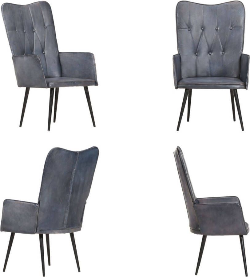 VidaXL Fauteuil echt leer grijs Fauteuil Fauteuils Armstoel Zetel