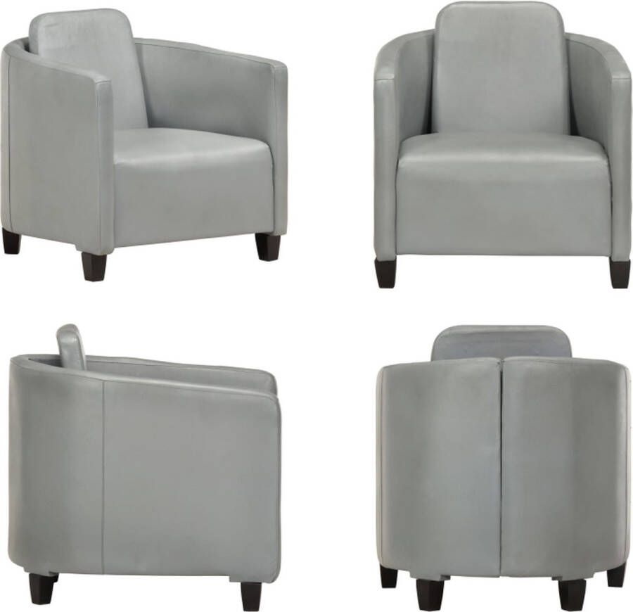 VidaXL Fauteuil echt leer grijs Fauteuil Fauteuils Zitbank Zitbanken