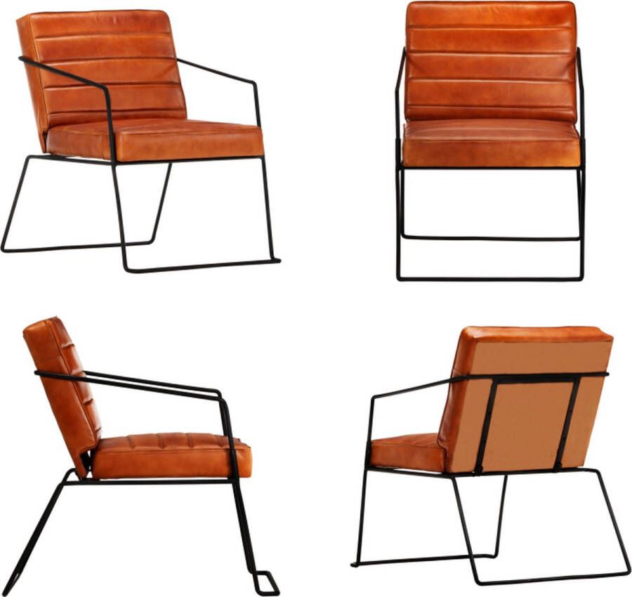 VidaXL Fauteuil echt leer tan Fauteuils Stoel Stoelen