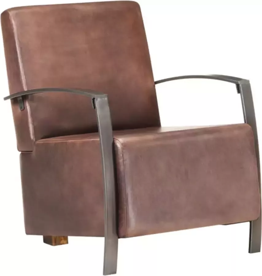 VIDAXL Fauteuil echt leer verweerd bruin - Foto 1