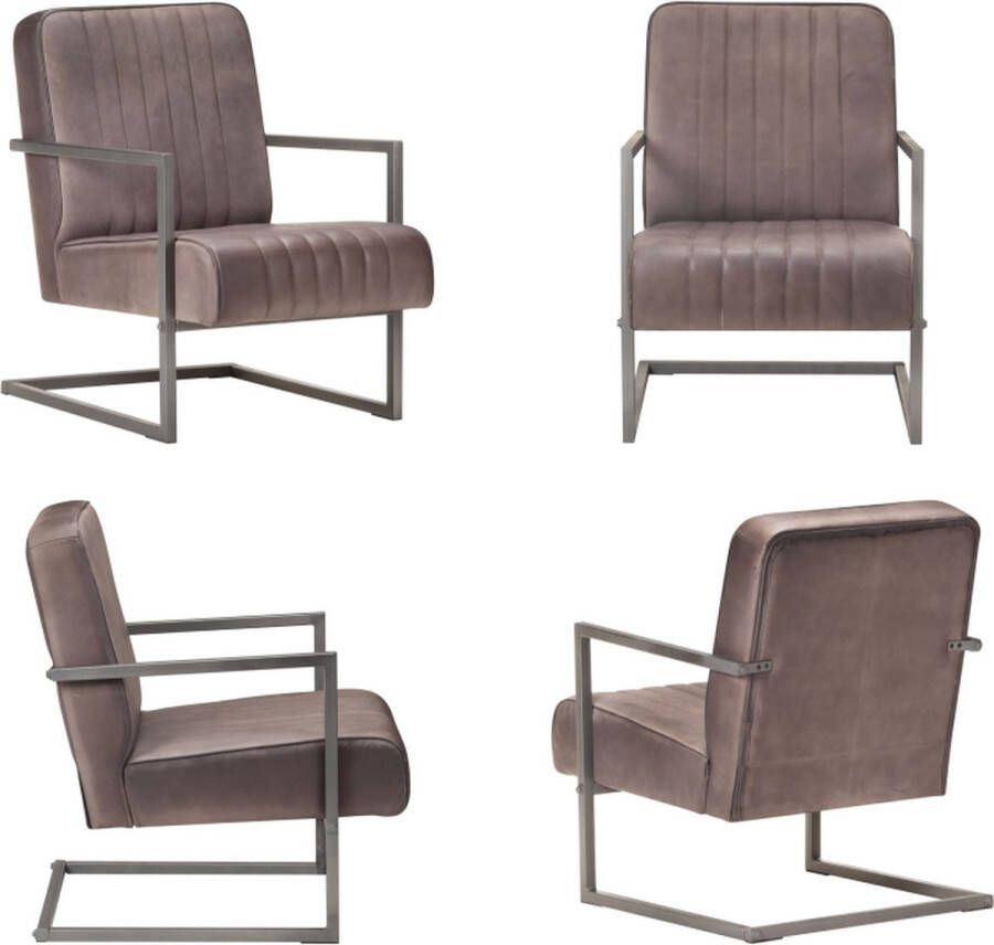 VidaXL Fauteuil echt leer verweerd bruin Fauteuil Fauteuils Armstoel Armstoelen