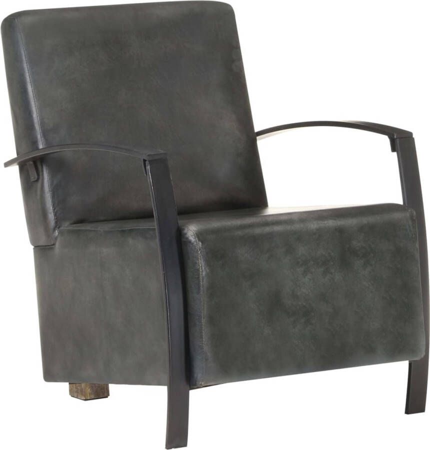 VidaXL Fauteuil echt leer verweerd grijs