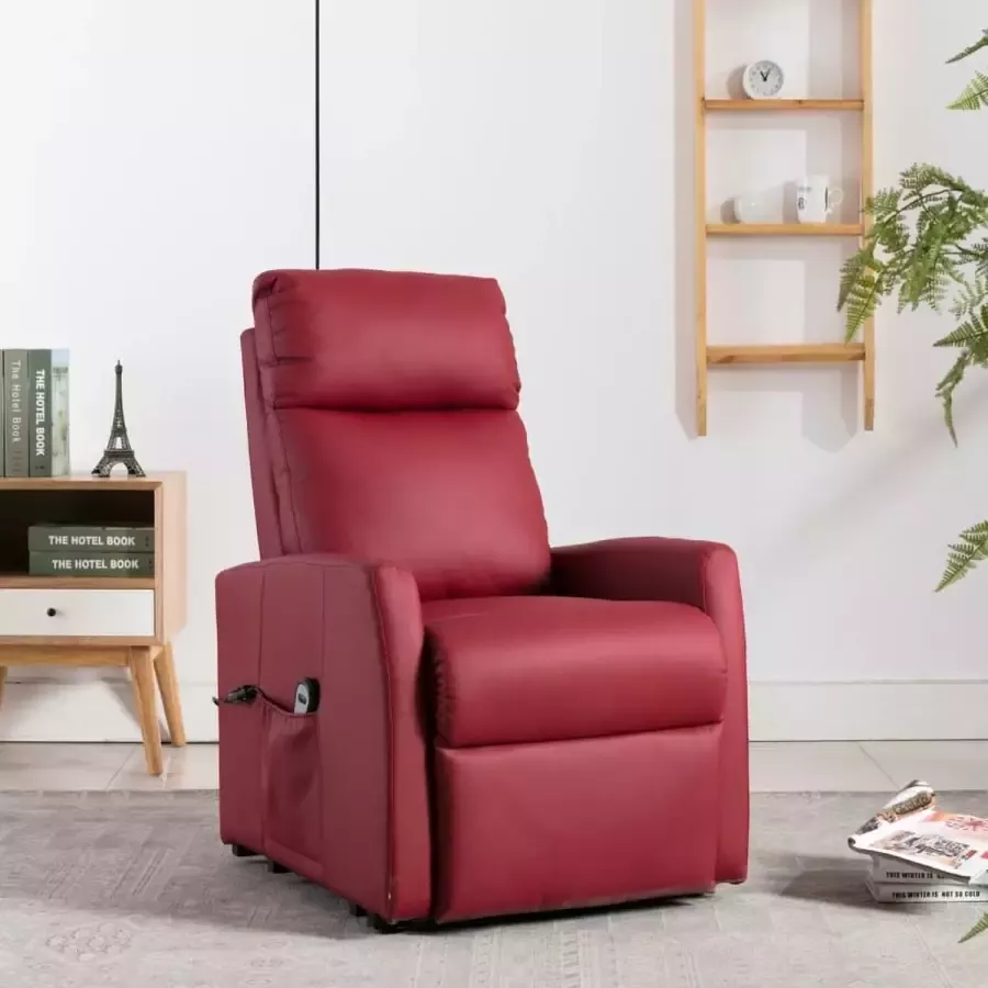 VidaXL Fauteuil elektrisch sta-op-stoel kunstleer wijnrood - Foto 2