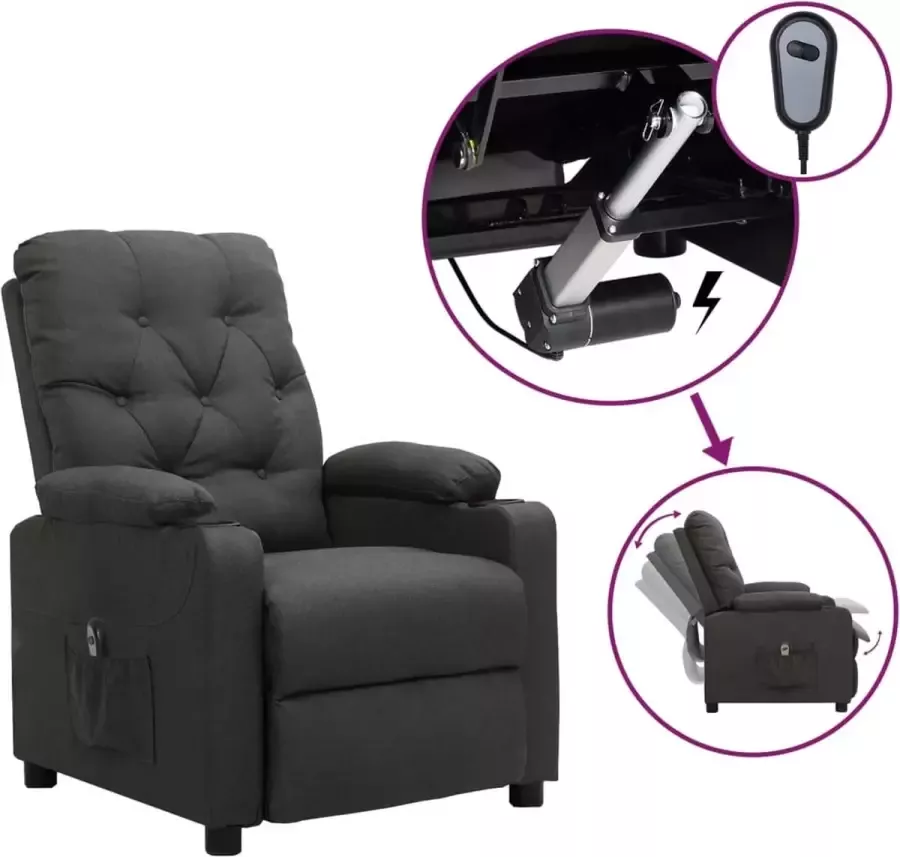 LuxerLiving vidaXL Fauteuil elektrisch verstelbaar stof donkergrijs - Foto 1