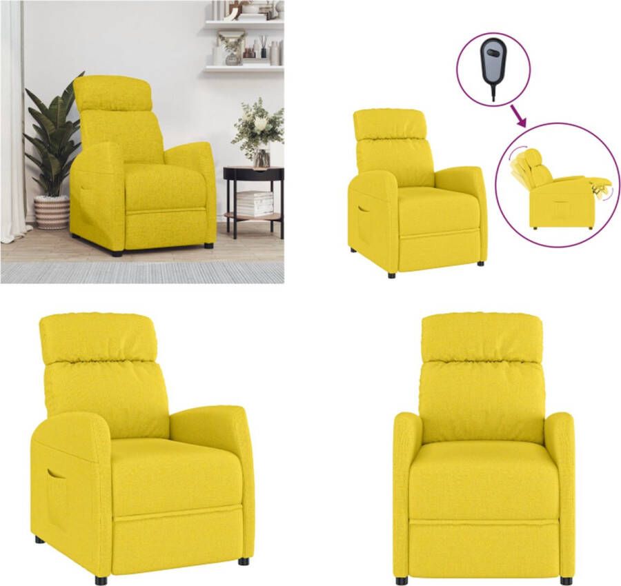 VidaXL Fauteuil elektrisch verstelbaar stof lichtgeel Fauteuil Fauteuils Leunstoel Armstoel