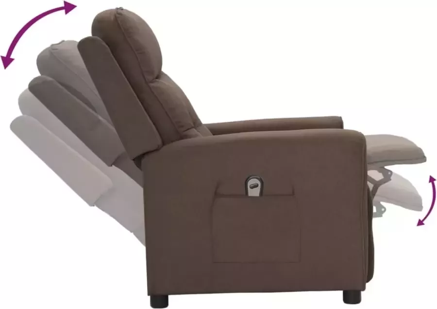 VIDAXL Fauteuil verstelbaar elektrisch stof taupe - Foto 1