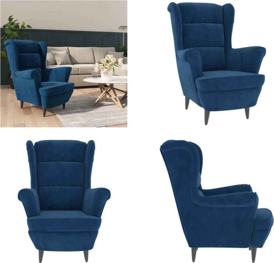 VidaXL Fauteuil fluweel blauw Fauteuil Fauteuils Stoel Stoelen