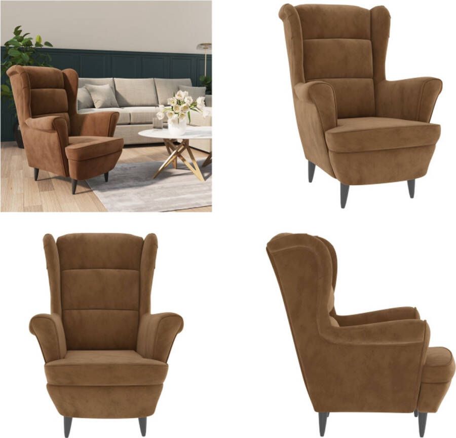 VidaXL Fauteuil fluweel bruin Fauteuil Fauteuils Stoel Stoelen