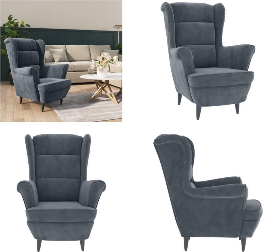 VidaXL Fauteuil fluweel donkergrijs Fauteuil Fauteuils Stoel Stoelen