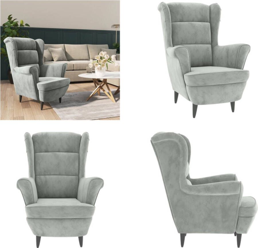 VidaXL Fauteuil fluweel lichtgrijs Fauteuil Fauteuils Stoel Stoelen