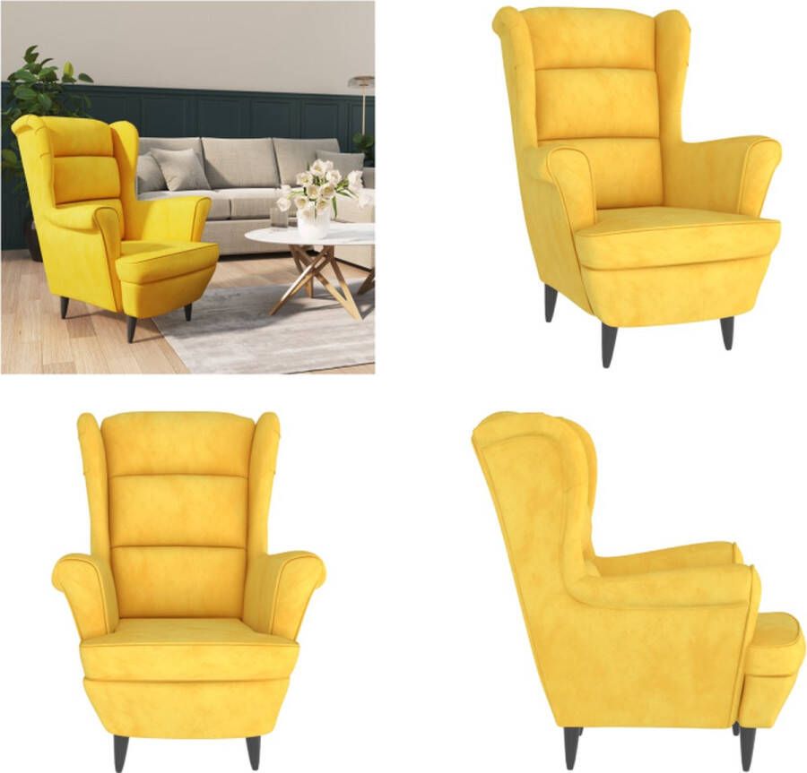 VidaXL Fauteuil fluweel mosterdgeel Fauteuil Fauteuils Stoel Stoelen