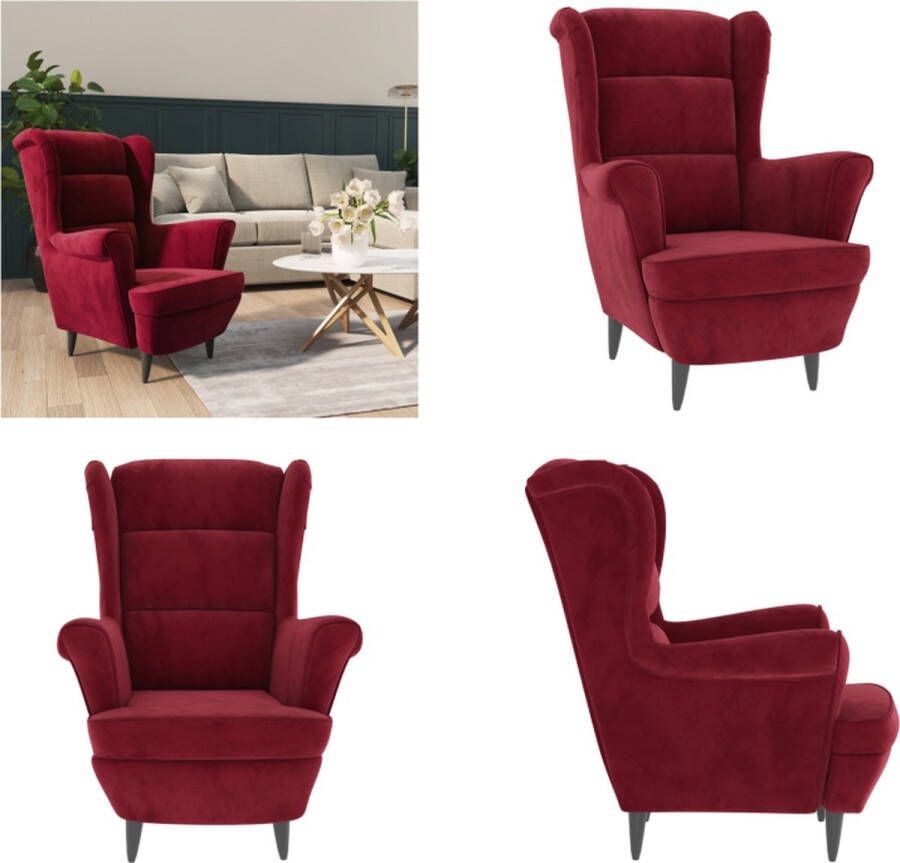 VidaXL Fauteuil fluweel wijnrood Fauteuil Fauteuils Stoel Stoelen