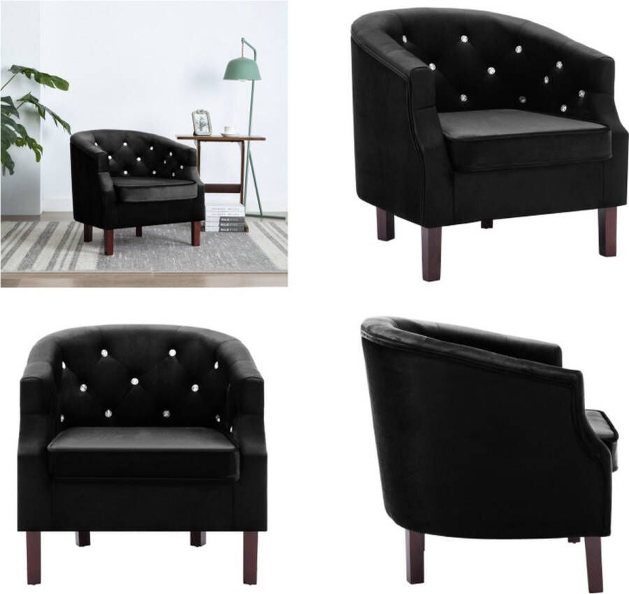 VidaXL Fauteuil fluweel zwart Fauteuil Fauteuils Leunstoel Leunstoelen