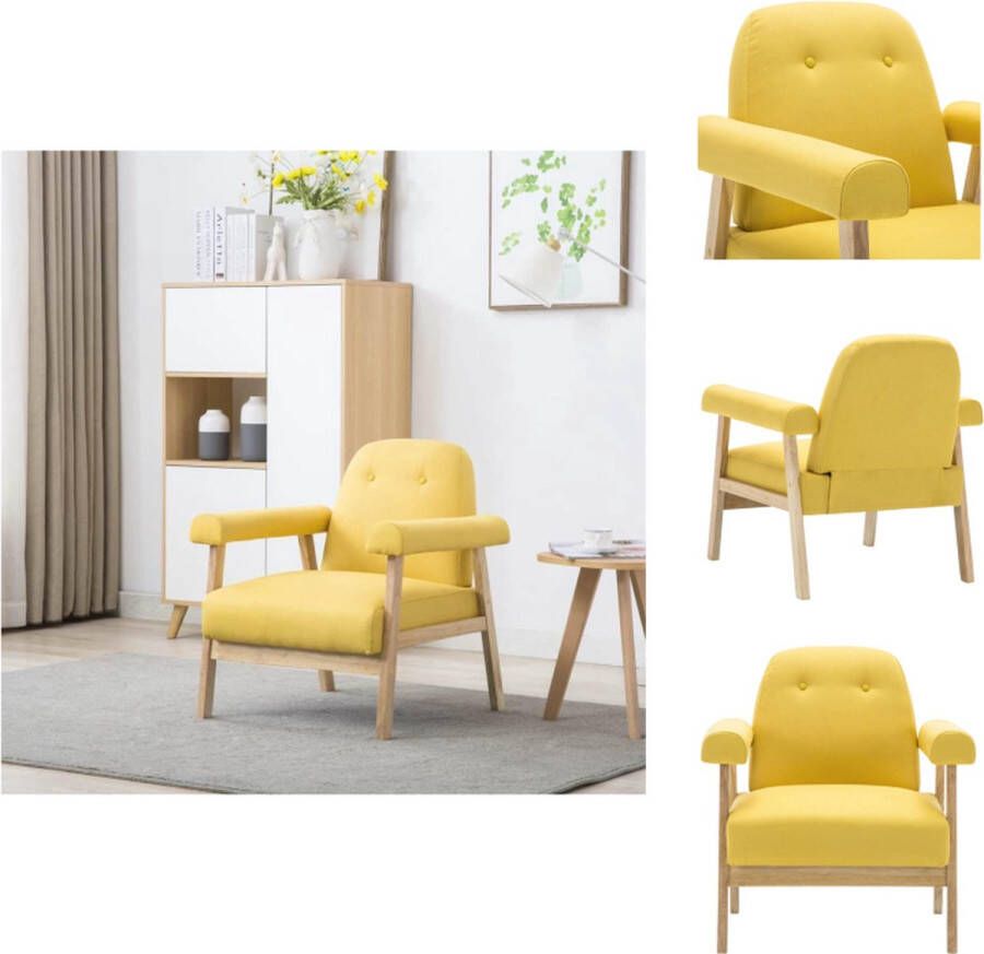 VidaXL Fauteuil Geel 69 x 69 x 75 cm Polyester Houten Frame Fauteuil