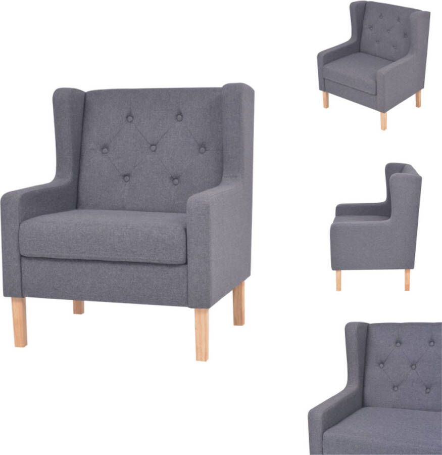 VidaXL Fauteuil Grijze Houten Frame 76 x 68 x 90 cm Polyester Fauteuil