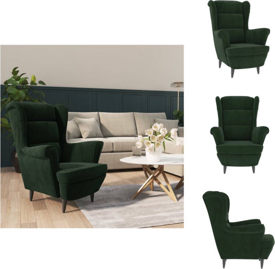 VidaXL Fauteuil Groen Fluweel 81 x 90 x 96.5 cm Stabiel Multiplex Frame Comfortabele Zitting 110 kg Draagvermogen Fauteuil