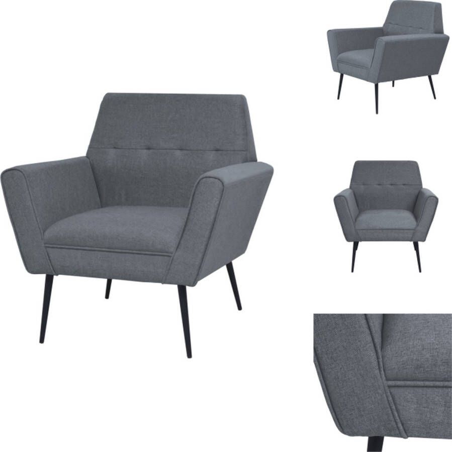 VidaXL Fauteuil Fauteuils Armstoel Armstoelen Fauteuil staal en stof lichtgrijs - Foto 2