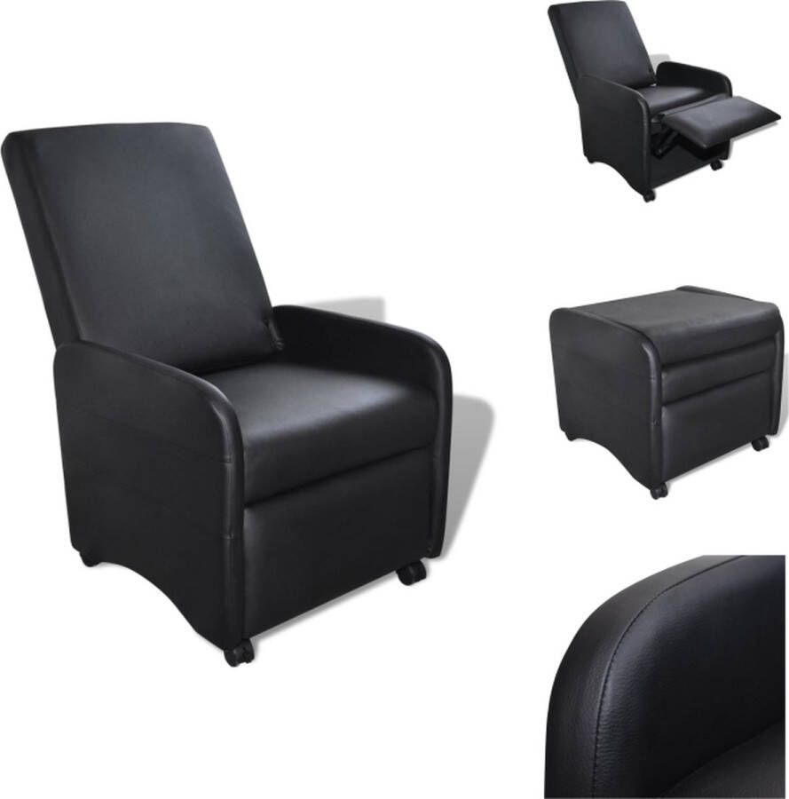 VidaXL Fauteuil Kunstleer Verstelbare rug- en voetsteun Zwart 65 x 83 x 101 cm Fauteuil - Foto 2
