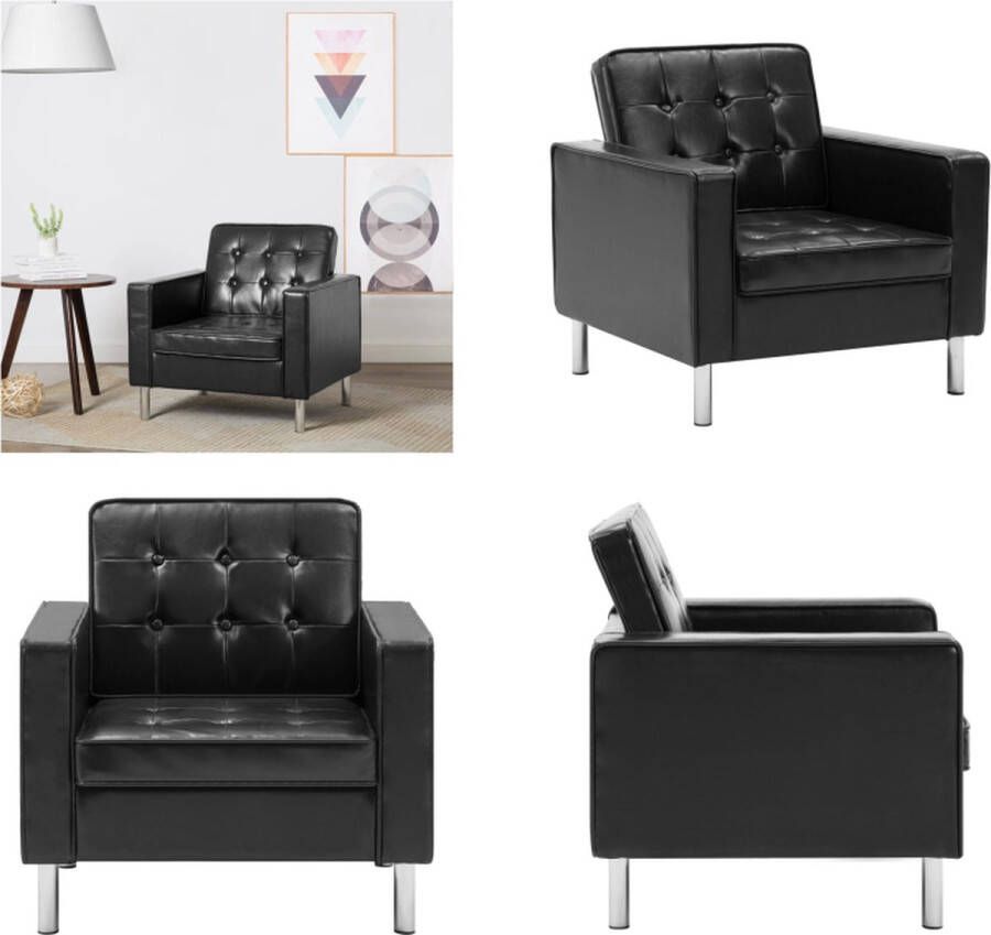 VidaXL Fauteuil kunstleer zwart Armstoel Armstoelen Stoel Stoelen - Foto 2
