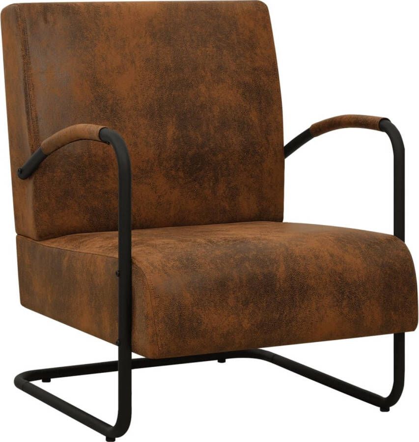 VIDAXL Fauteuil kunstsuède bruin