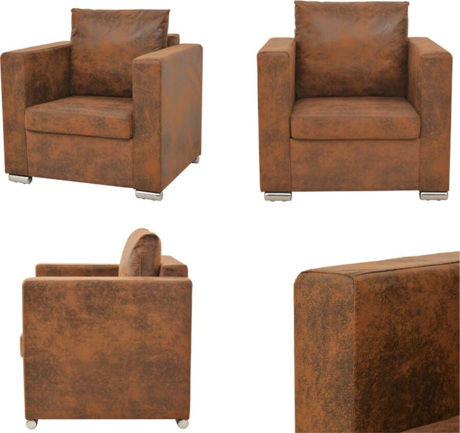 VidaXL Fauteuil kunstsuède bruin Fauteuil Fauteuils Leunstoel Leunstoelen