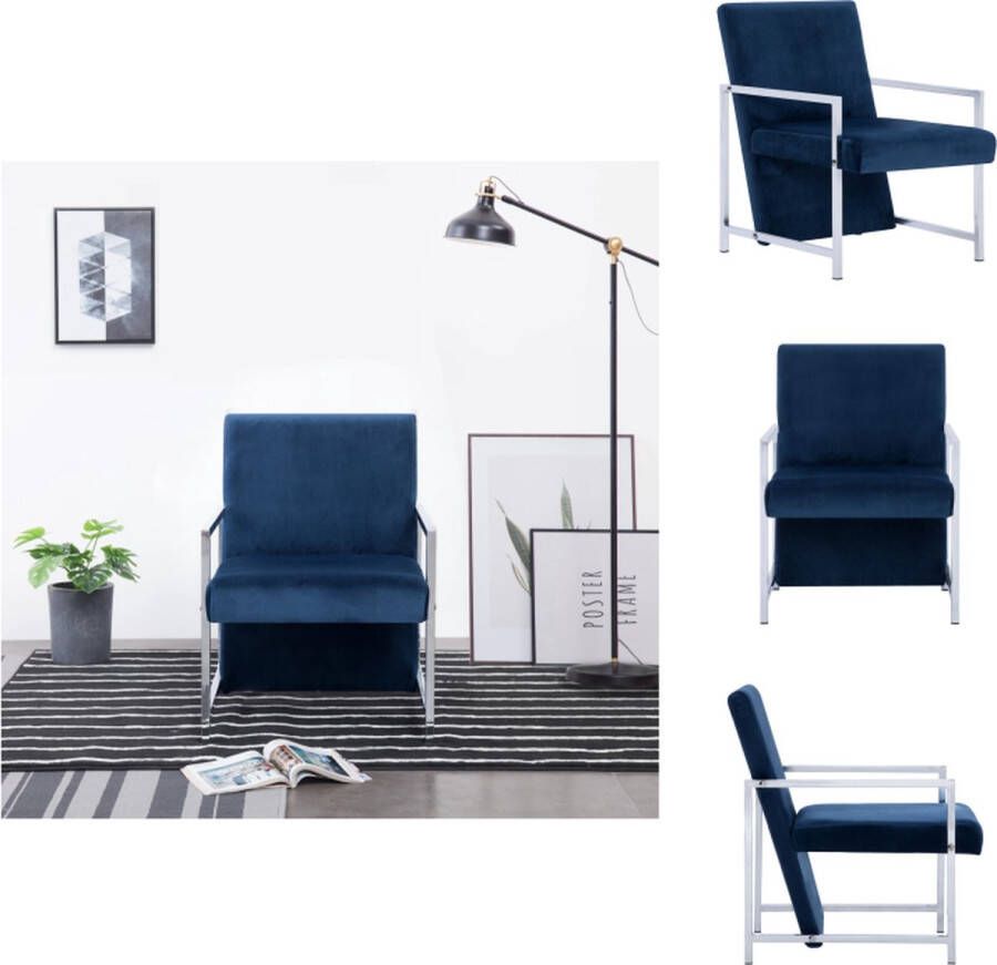 VidaXL Fauteuil Lounge Blauw 53 x 69 x 73 cm Stabiel en Comfortabel Polyester Fauteuil - Foto 2