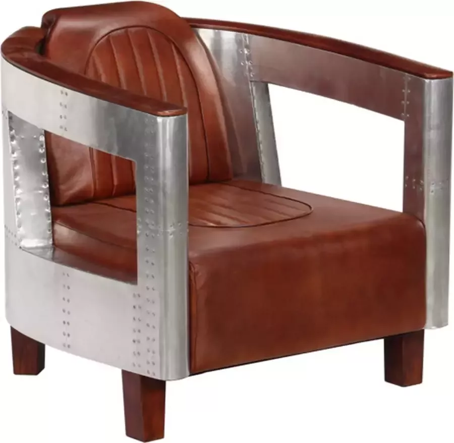 VIDAXL Fauteuil luchtvaartstijl echt leer bruin