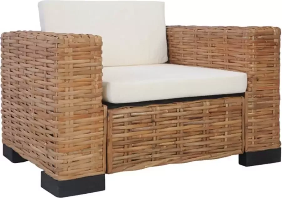 VidaXL Fauteuil Fauteuils Armstoel Armstoelen Fauteuil met kussens natuurlijk rattan - Foto 5