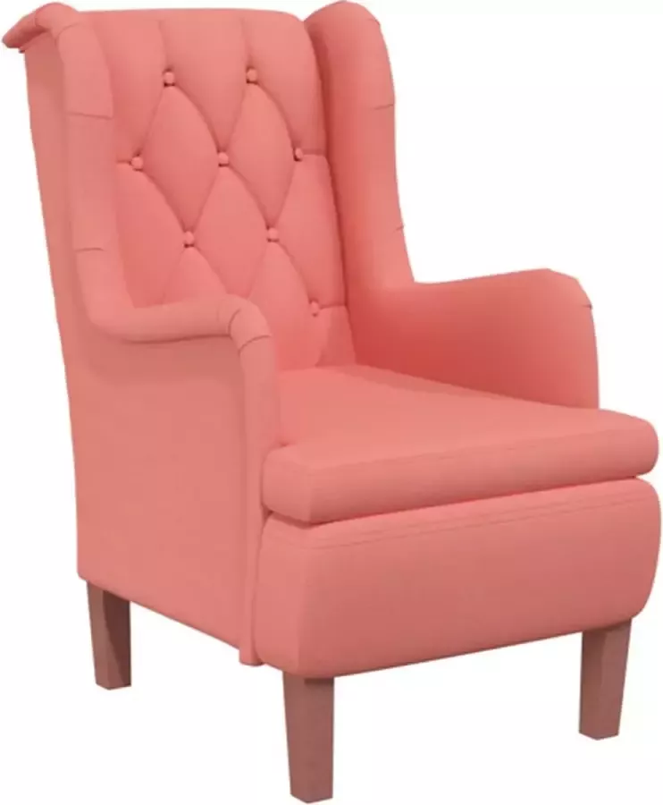 VIDAXL Fauteuil met massief rubberwood poten fluweel roze - Foto 2