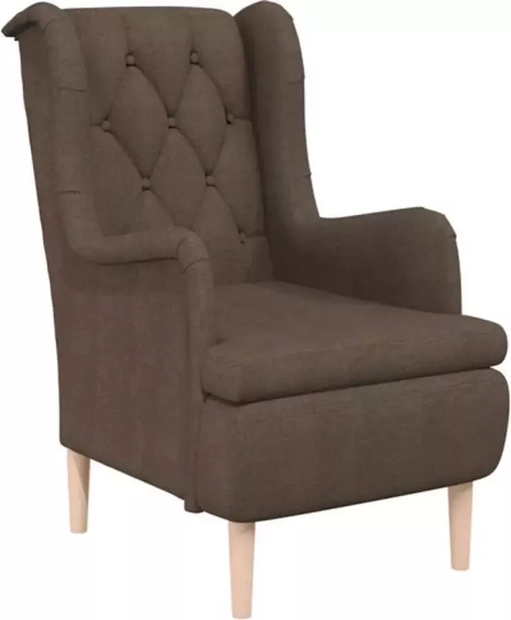 VIDAXL Fauteuil met massief rubberwood poten stof bruin - Foto 2