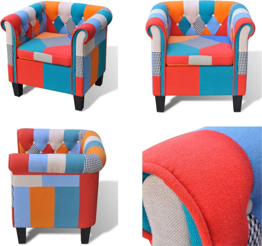 VidaXL Fauteuil met patchwork stof meerkleurig Fauteuils Stoel Stoelen