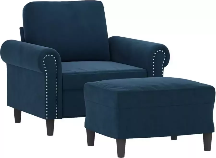 VIDAXL Fauteuil met voetenbank 60 cm fluweel blauw - Foto 2