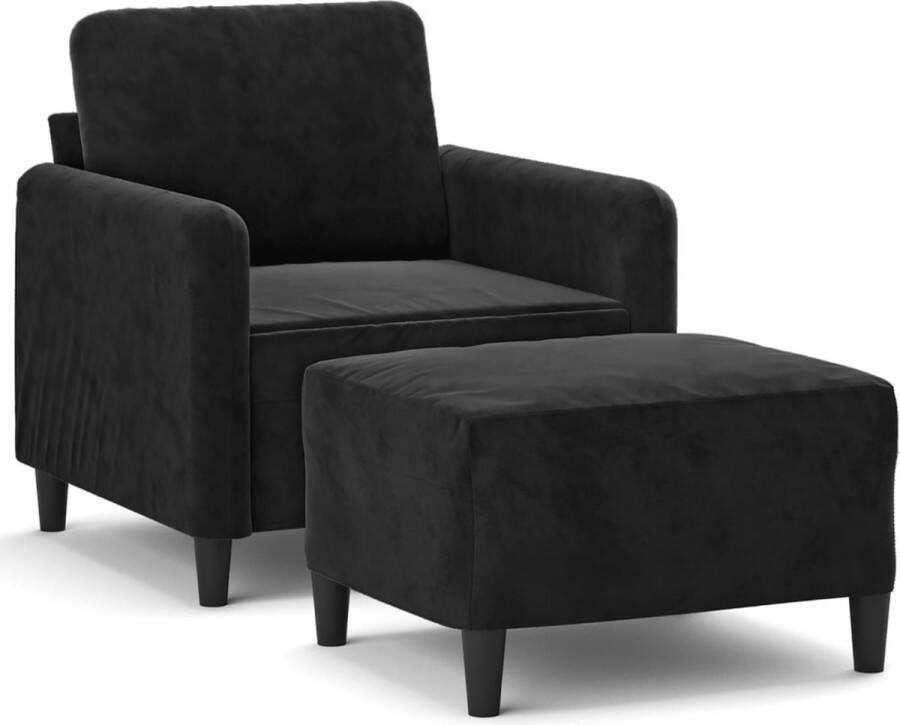VidaXL -Fauteuil-met-voetenbank-60-cm-fluweel-zwart - Foto 2