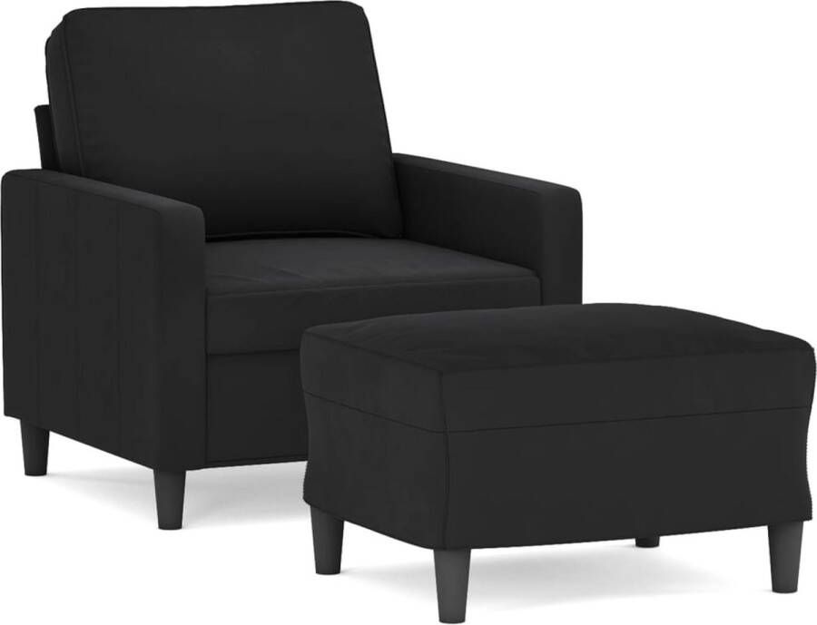 VidaXL -Fauteuil-met-voetenbank-60-cm-fluweel-zwart - Foto 2