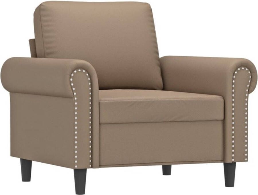 VidaXL -Fauteuil-met-voetenbank-60-cm-kunstleer-cappuccinokleurig - Foto 2