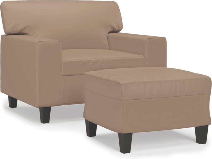 VidaXL -Fauteuil-met-voetenbank-60-cm-kunstleer-cappuccinokleurig - Foto 3