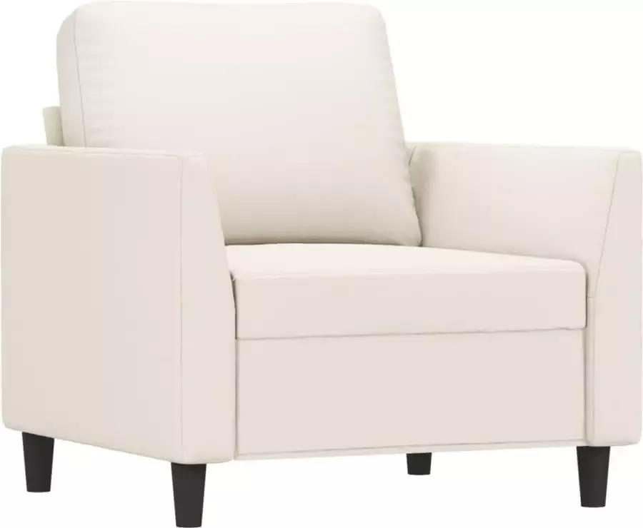 VidaXL Fauteuil met voetenbank 60 cm kunstleer crèmekleurig - Foto 2