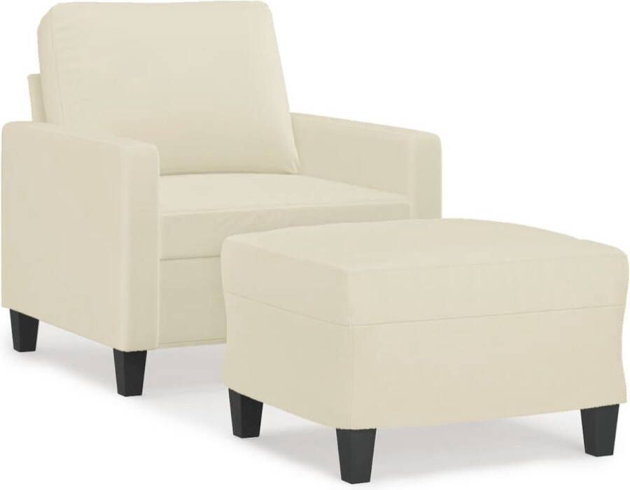 VidaXL Fauteuil met voetenbank 60 cm kunstleer crÃ¨mekleurig - Foto 3