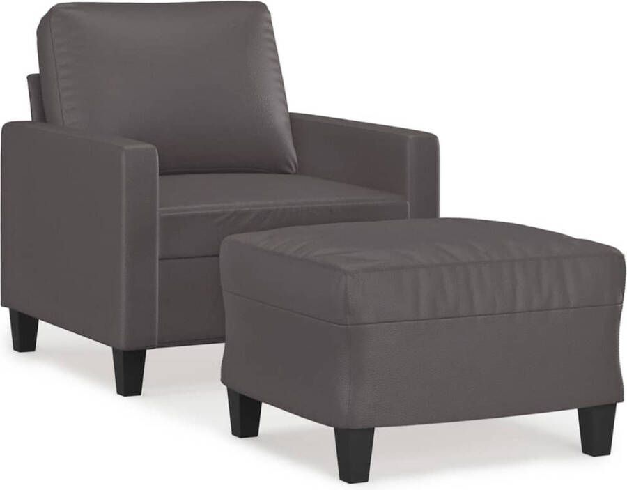 VidaXL -Fauteuil-met-voetenbank-60-cm-kunstleer-grijs - Foto 3